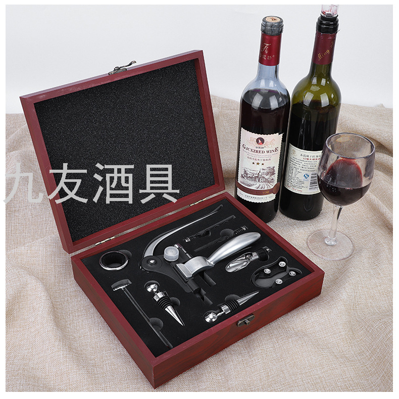 Household Wooden Box Rabbit Head Wine Corkscrew 9-Piece Wine Set Gift Set Rabbit Ear Wine Bottle Opener 9 Pieces Household Wooden Box Rabbit Head Wine Corkscrew 9-Piece Wine Set Gift Set Rabbit Ear Wine Bottle Opener 9 Pieces