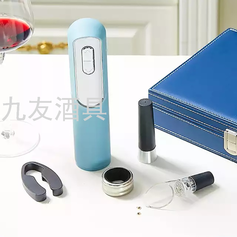 Blue Classic Wine Electric Bottle Opener Gift Set Wine Rechargeable Bottle Opener Leather Box Five-Piece Suit Blue Classic Wine Electric Bottle Opener Gift Set Wine Rechargeable Bottle Opener Leather Box Five-Piece Suit