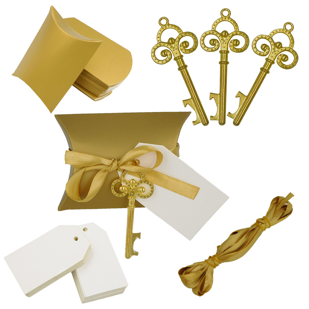 New Hot Sale Wedding Favors Creative Small Gift Key Bottle Opener Pendant Wedding Supplies Pillow Wedding Candies Box