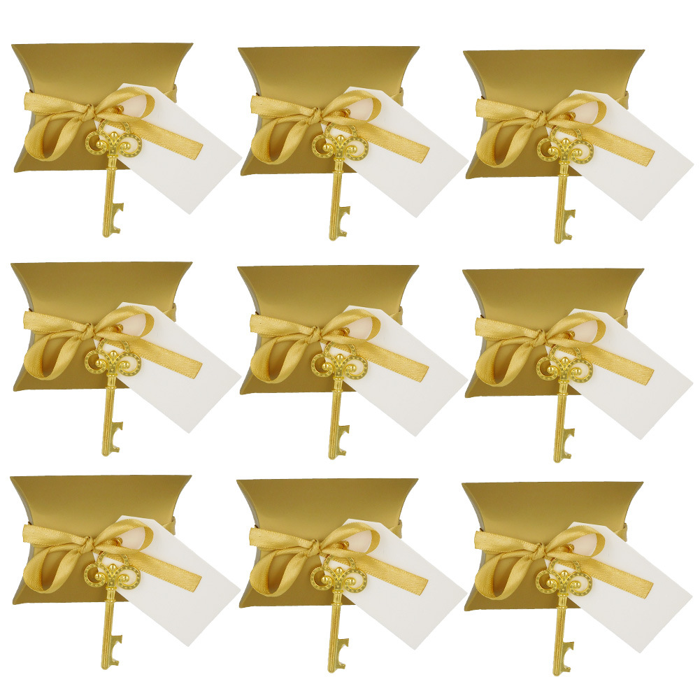 New Hot Sale Wedding Favors Creative Small Gift Key Bottle Opener Pendant Wedding Supplies Pillow Wedding Candies Box