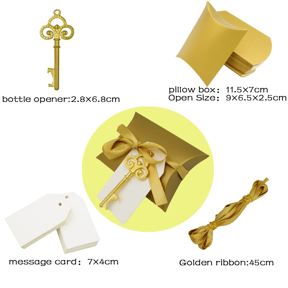 New Hot Sale Wedding Favors Creative Small Gift Key Bottle Opener Pendant Wedding Supplies Pillow Wedding Candies Box