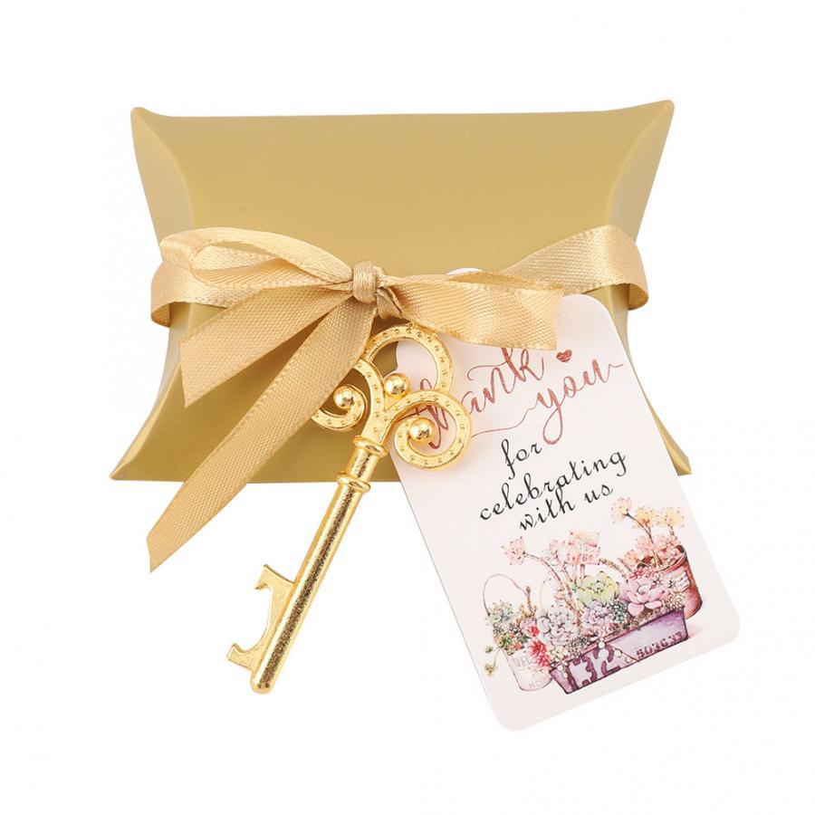New Hot Sale Wedding Favors Creative Small Gift Key Bottle Opener Pendant Wedding Supplies Pillow Wedding Candies Box