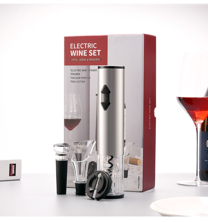 Kelitong Factory Spot Technology Stainless Steel 4-in-1 Red Wine Electric Bottle Opener Set Wine Set Gift Box Suit Kelitong Factory Spot Technology Stainless Steel 4-in-1 Red Wine Electric Bottle Opener Set Wine Set Gift Box Suit