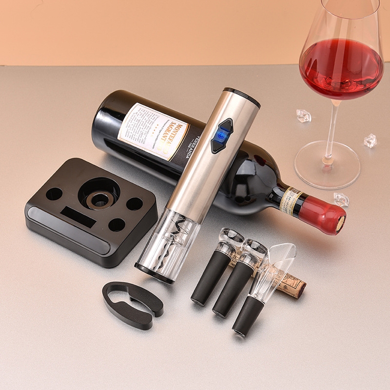 Electric Wine Opener Base Stainless Steel Bottle Opener Electric Wine Opener Set Gift Box