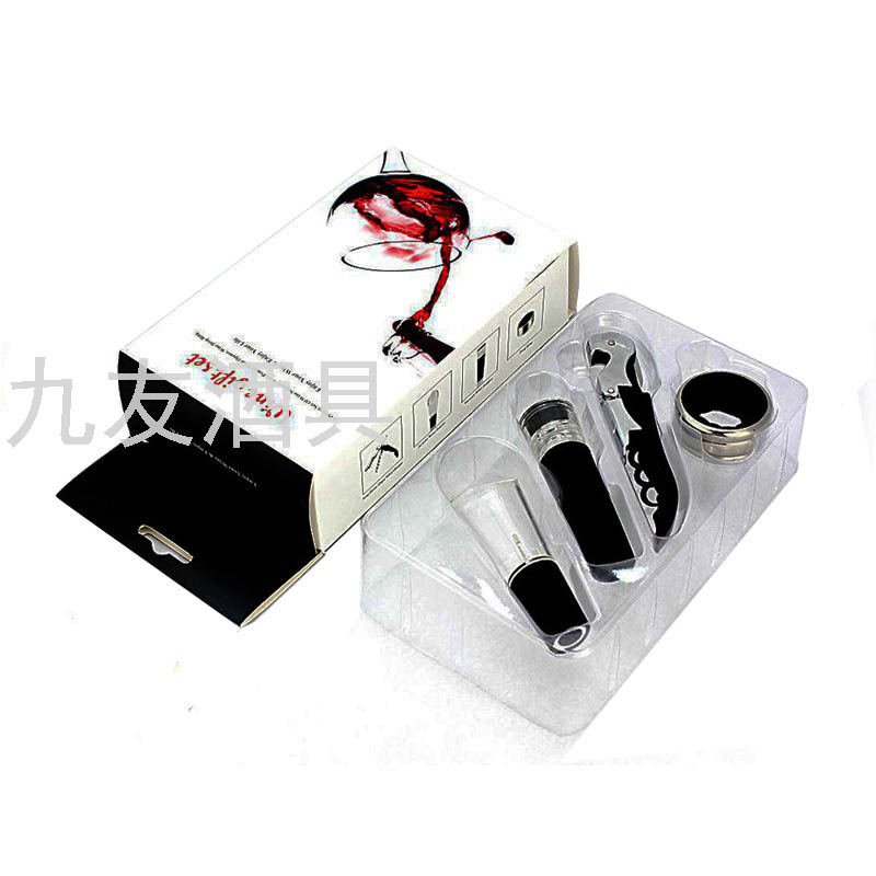 Paper Box Blister 4-Piece Wine Set Gift Set Bottle Opener Air Tight Stopper Wine Container Wine Ring