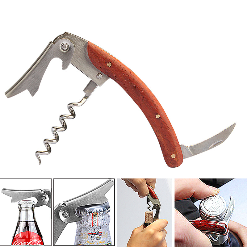 Cross-Border Amazon Supply Wish Bottle Opener Four-Piece round Leather Box Wine Set Christmas Gift Wholesale Cross-Border Amazon Supply Wish Bottle Opener Four-Piece round Leather Box Wine Set Christmas Gift Wholesale