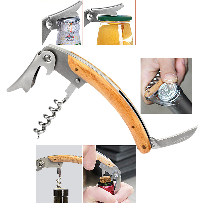 Cross-Border Amazon Supply Wish Bottle Opener Four-Piece round Leather Box Wine Set Christmas Gift Wholesale Cross-Border Amazon Supply Wish Bottle Opener Four-Piece round Leather Box Wine Set Christmas Gift Wholesale