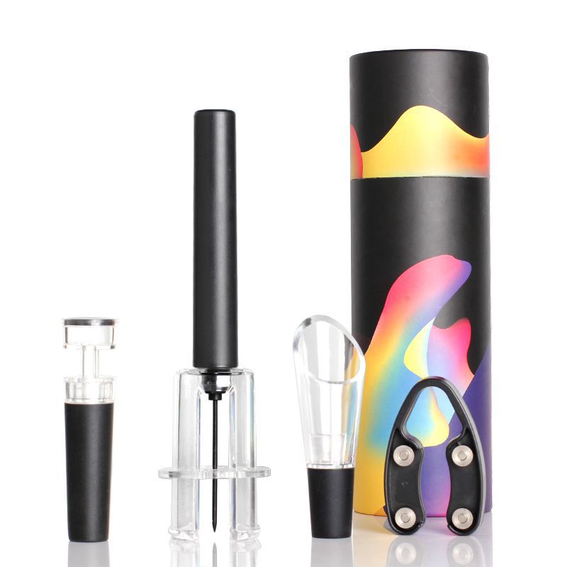 Corkscrew Set Red Wine Pneumatic Bottle Opener Four-Piece Set Cylinder Box Packaging Needle Pneumatic Bottle Opener Corkscrew Set Red Wine Pneumatic Bottle Opener Four-Piece Set Cylinder Box Packaging Needle Pneumatic Bottle Opener