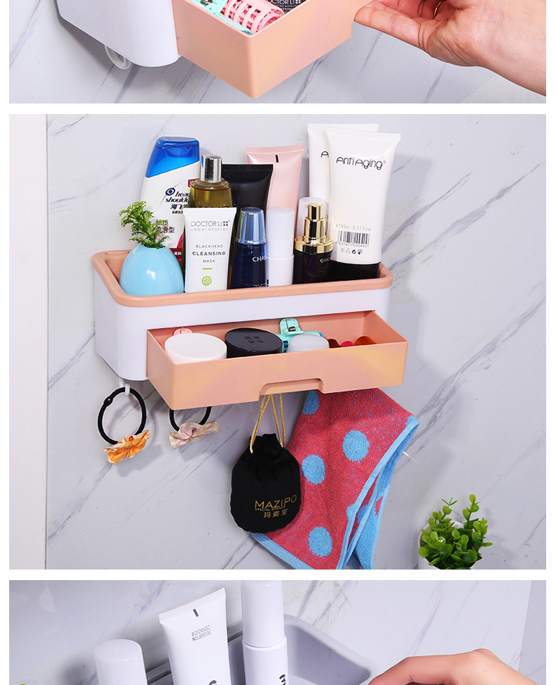 Cosmetic Jewelry Box Storage Rack Bathroom Storage Rack with Hook Easy to Use Large Capacity Detachable Easy to Clean