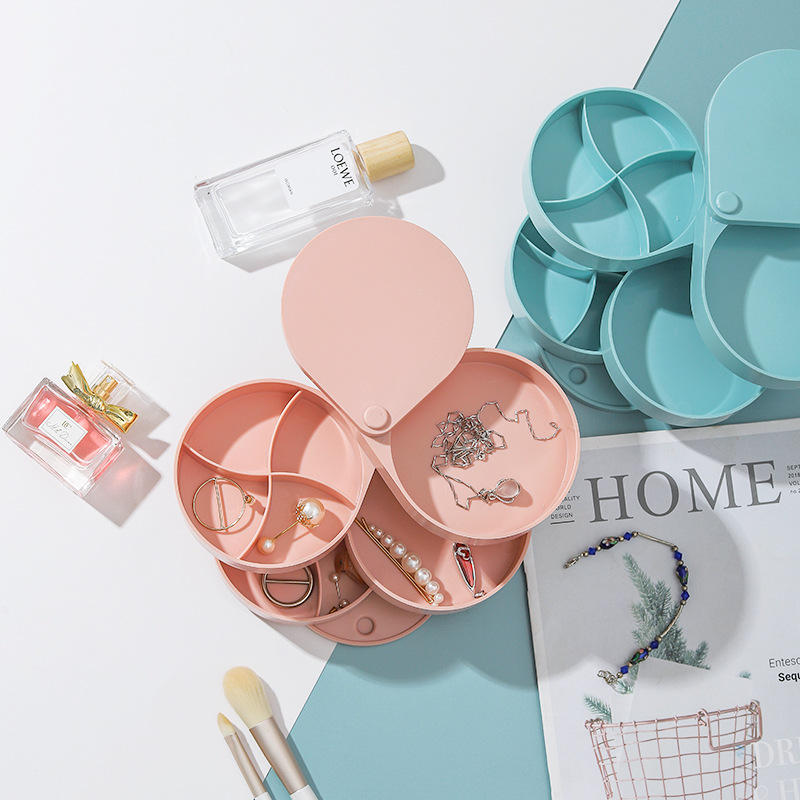 Desktop Rotating Jewelry Box Cosmetic Case Simple and Convenient Rotating Multi-Layer Jewelry Box Hairpin Hair Rope Box Does Not Occupy Space Desktop Rotating Jewelry Box Cosmetic Case Simple and Convenient Rotating Multi-Layer Jewelry Box Hairpin Hair Rope Box Does Not Occupy Space