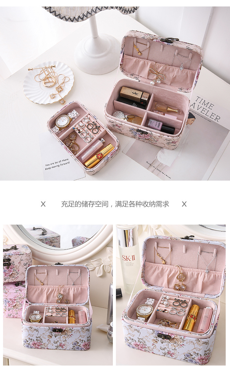 Jewelry Box Princess Double Layer Euclidean Bracelet Jewellery Storage Box Korea Retro Stud Earrings Necklace Ring Minimalist Creative
