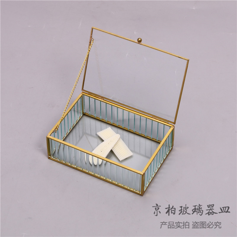 Glass Jewelry Box Dustproof Cosmetic box Necklace earring Stud box