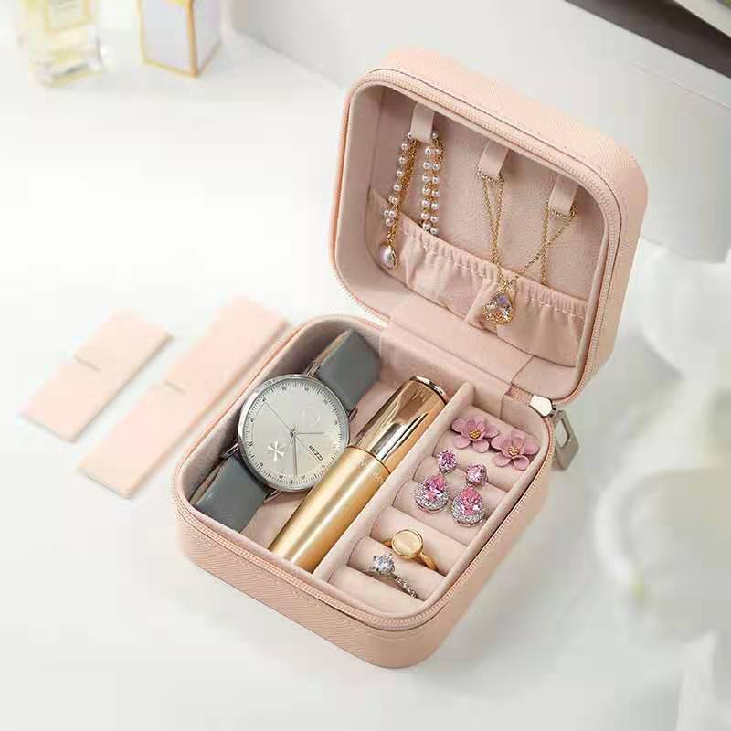 Pu Single Layer Portable Jewelry Storage Small Jewelry Box Minimalist Creative Stud Earrings Earring Ring Jewelry Storage Box