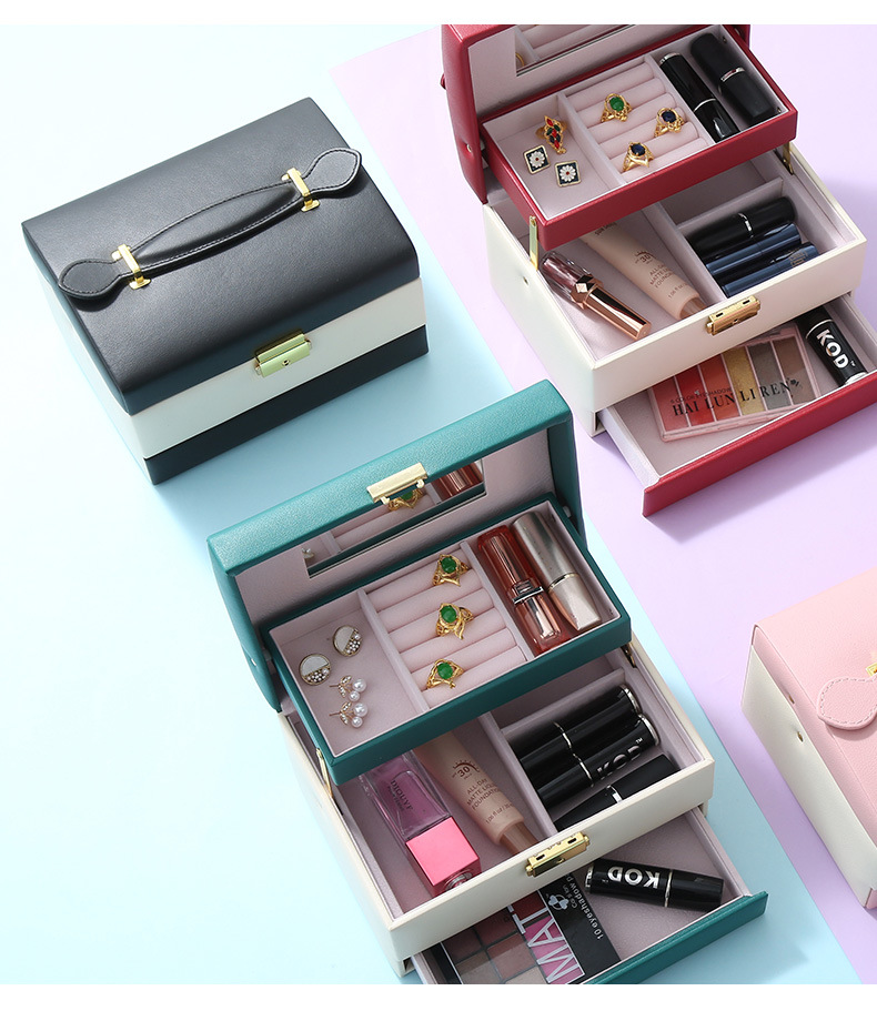 Jewelry Box Large Capacity Storage Box Multi-Layer Stud Earrings with Lock Necklace Storage Box Retro Chinese Style Jewelry Box Jewelry Box Large Capacity Storage Box Multi-Layer Stud Earrings with Lock Necklace Storage Box Retro Chinese Style Jewelry Box