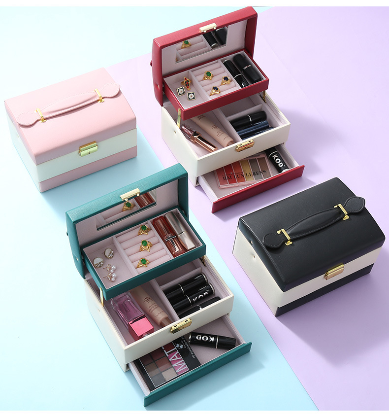 Jewelry Box Large Capacity Storage Box Multi-Layer Stud Earrings with Lock Necklace Storage Box Retro Chinese Style Jewelry Box Jewelry Box Large Capacity Storage Box Multi-Layer Stud Earrings with Lock Necklace Storage Box Retro Chinese Style Jewelry Box