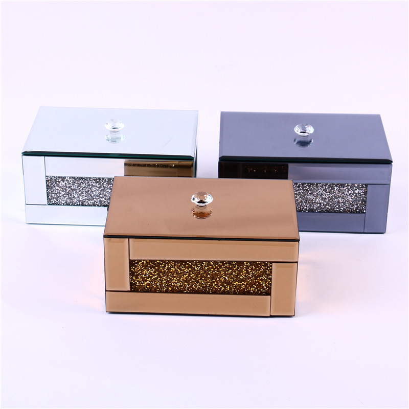 High-End Crystal Glass Storage Box Jewelry Box Cosmetics Gift Box Perfume Box Factory Direct Sales