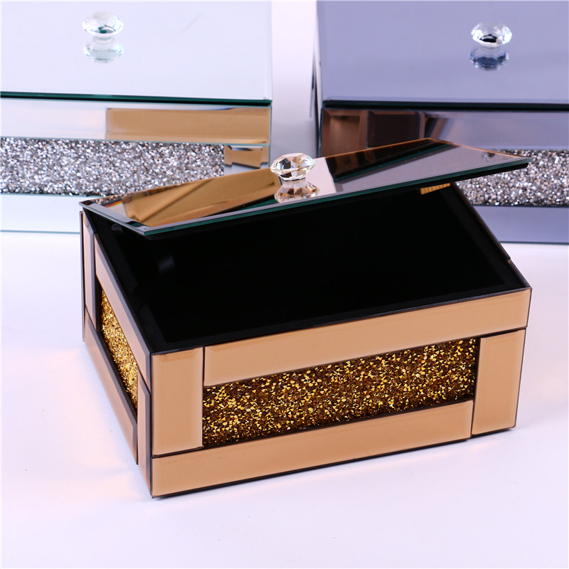 High-End Crystal Glass Storage Box Jewelry Box Cosmetics Gift Box Perfume Box Factory Direct Sales