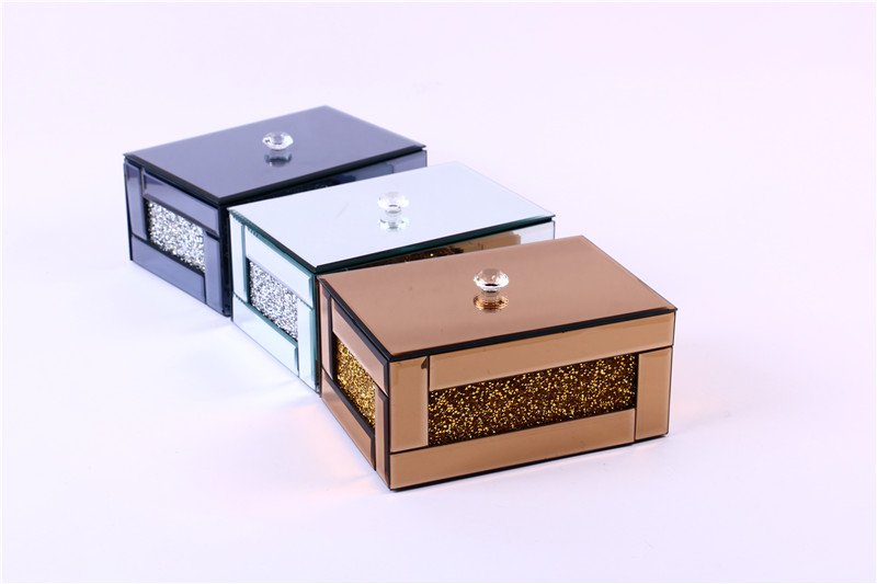 High-End Crystal Glass Storage Box Jewelry Box Cosmetics Gift Box Perfume Box Factory Direct Sales