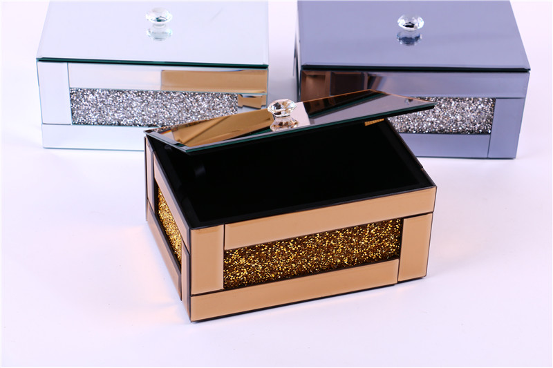 High-End Crystal Glass Storage Box Jewelry Box Cosmetics Gift Box Perfume Box Factory Direct Sales