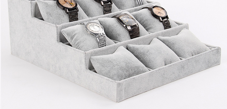 High-grade multi-layer ice grey suede watch display rack watch display tray High-grade multi-layer ice grey suede watch display rack watch display tray
