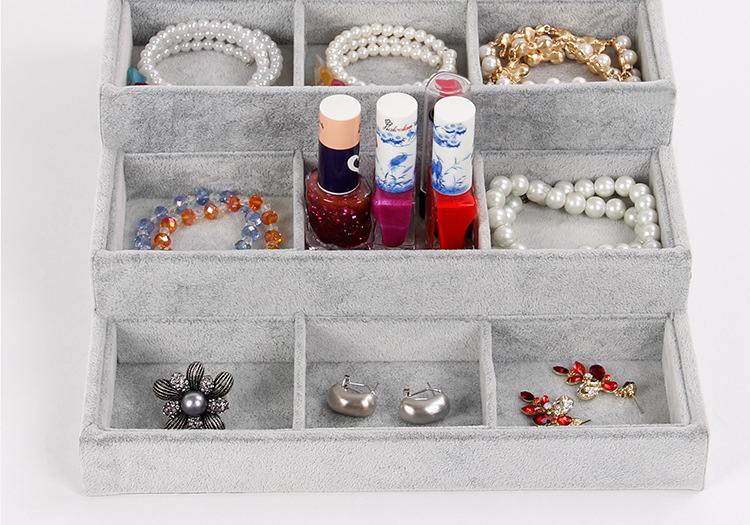 High-grade multi-layer ice grey suede watch display rack watch display tray High-grade multi-layer ice grey suede watch display rack watch display tray