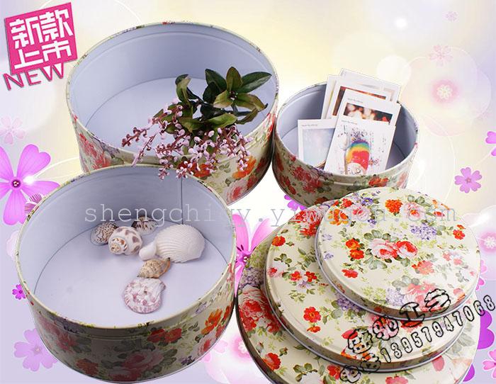 Creative tin box zakka small and pure and fresh Round tin tin box caddy coffee can candy cans 