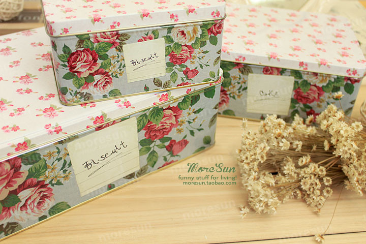 Creative floral Tin Tin box set debris storage boxes snack box set of three