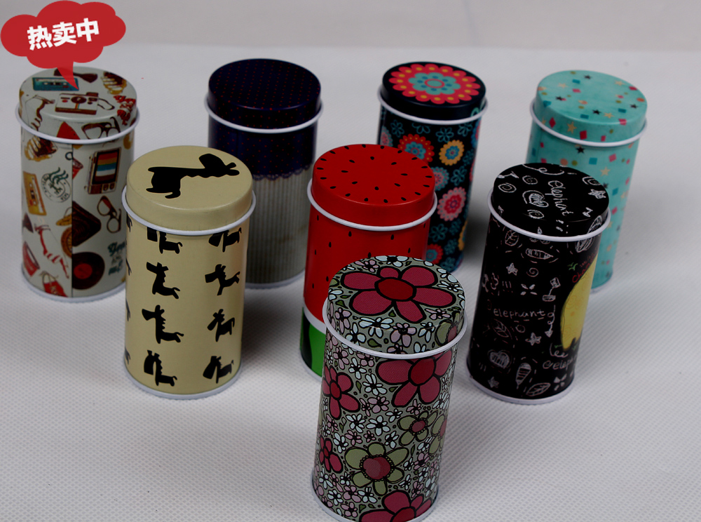 Art clean cylinder shape tin box toothpick box cotton swabs box of candy boxes with tinplate cans
