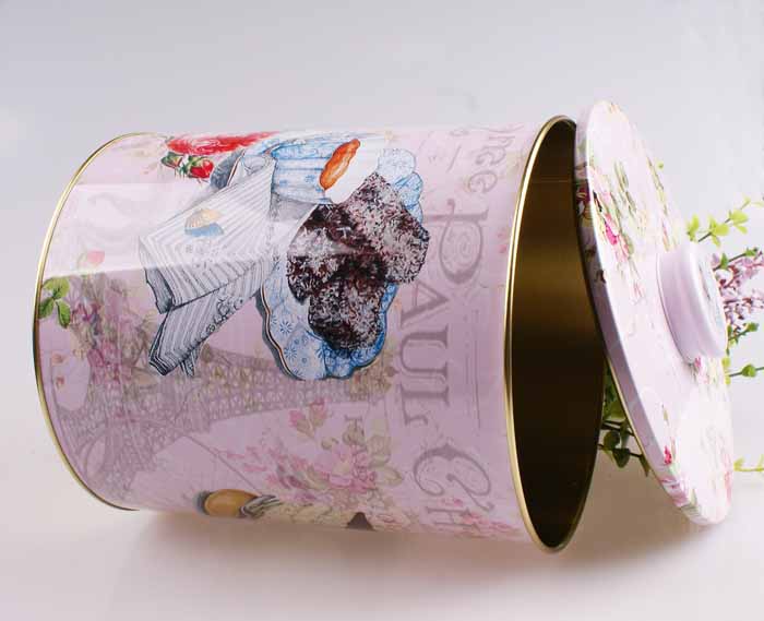 Creative zakka grocery trade tinplate box floral round?  Tin box storage? Cookies?
