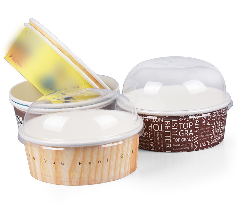No. 2 Bread Paper Bowl Ice Bowl Packaging-Resistant High Temperature Paper Cup Baking Bread Bowl Cake Paper Bowl 1,000 Pieces with Lid