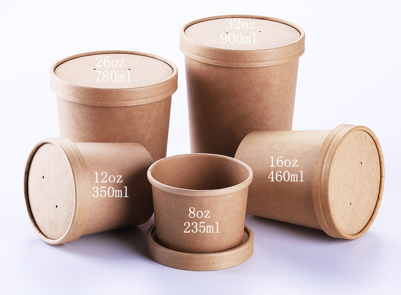 Disposable Kraft Paper Soup Bowl Porringer Take out Take Away Porridge Cup round Lunch Box with Lid Disposable Kraft Paper Soup Bowl Porringer Take out Take Away Porridge Cup round Lunch Box with Lid