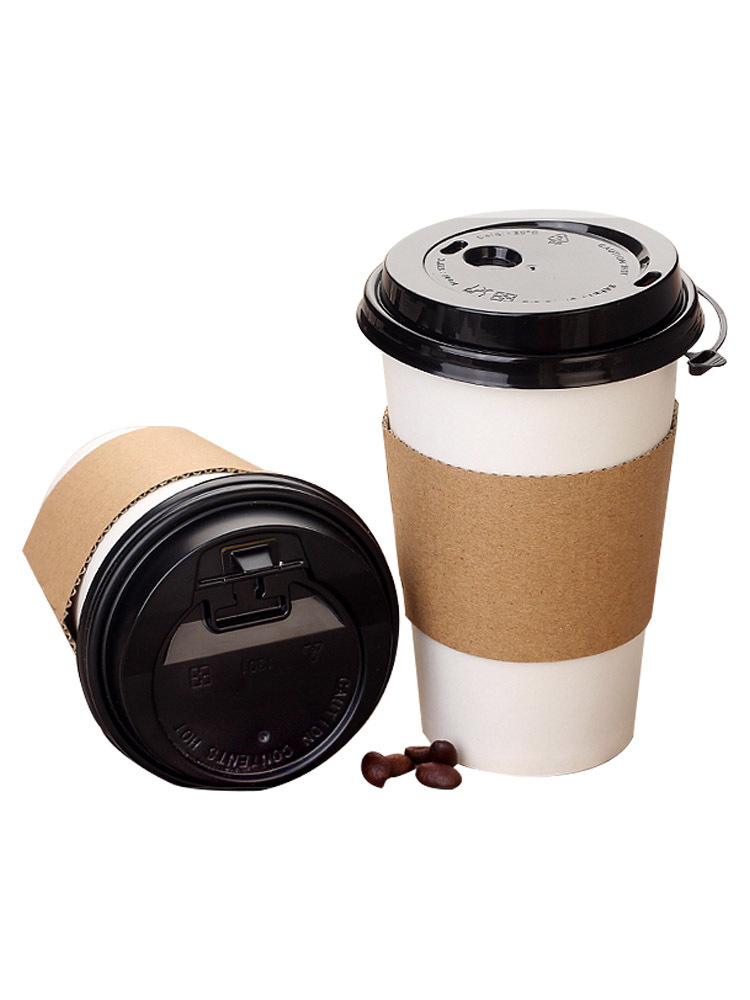 Thickened Disposable Coffee Milk Tea Soy Milk Hot Drink Paper Cup Takeaway Packing with Lid Cup Cover Paper Cup Customization