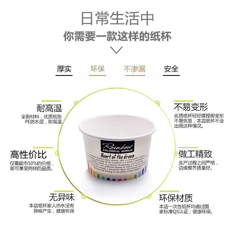 Disposable Ice Cream Cup Ice Cream Paper Bowl with Lid Ice Cream Ball Bowl 98 Cups 85 Cups 75 Cups Factory Direct Sales