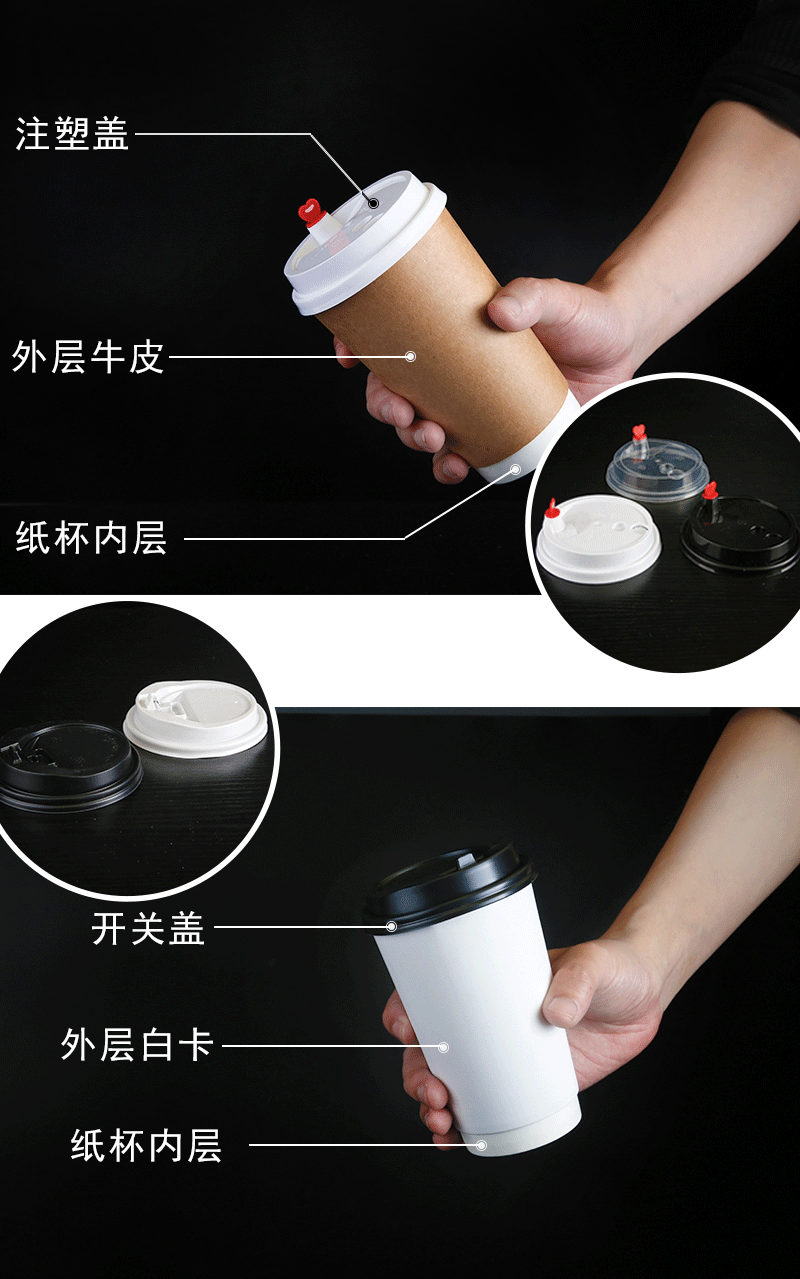 Double-Layer Milk Tea Paper Cup Hollow Cup Disposable Hot Drink Packaging Thickened Heat Insulation Soybean Milk Coffee Paper Cup with Lid Wholesale