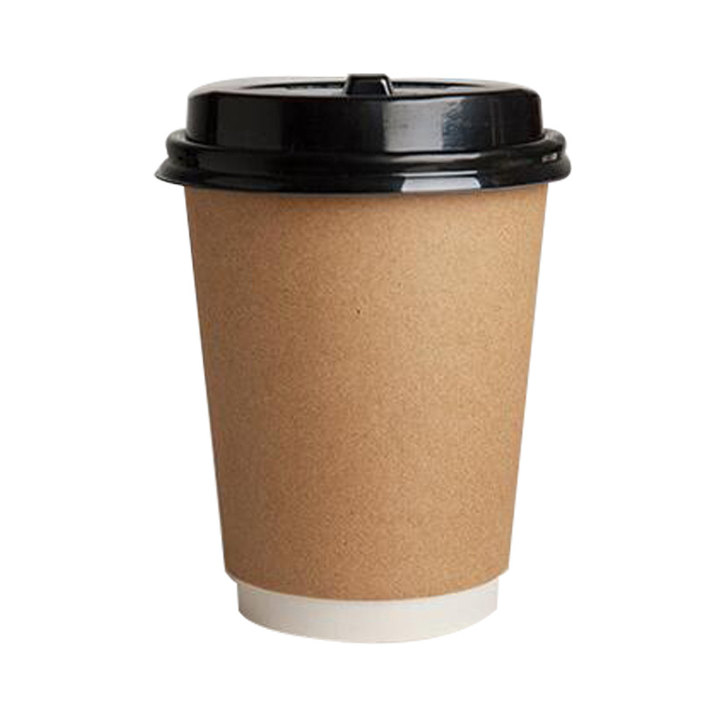 Double-Layer Milk Tea Paper Cup Hollow Cup Disposable Hot Drink Packaging Thickened Heat Insulation Soybean Milk Coffee Paper Cup with Lid Wholesale