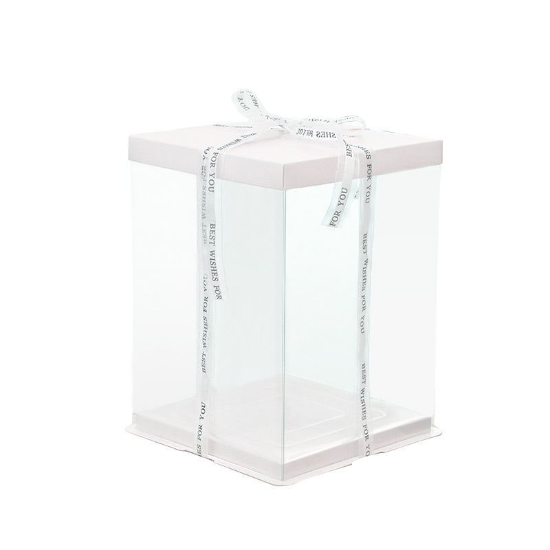 Transparent Birthday Cake Box 4-Inch 6-Inch 8-Inch 10-Inch 12-Inch 14-Inch Double-Layer Heightened Transparent Cake Packing Box