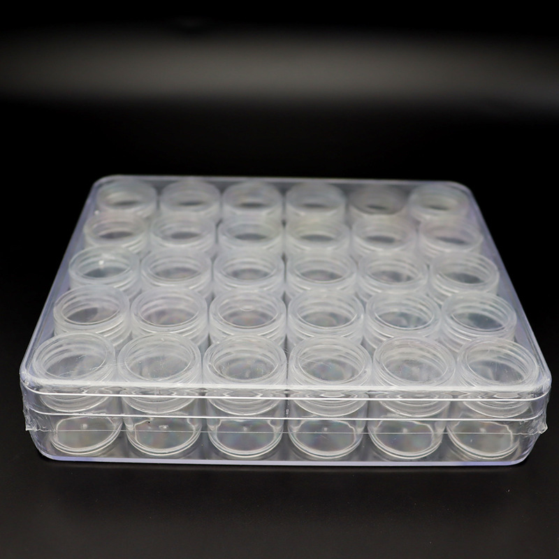 Spot Supply 6G Cylinder Bottle 30 Pack Box Height Transparent Plastic Separately Packed Case Mirror Powder Sequins Packing Box Manufacturer