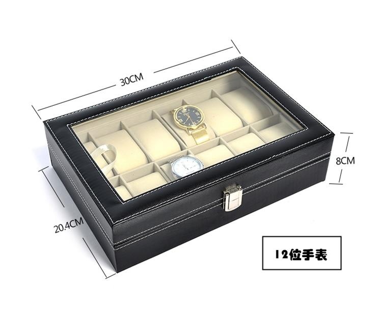 In Stock Wholesale 3-Bit 6-Bit 10-Bit 12-Bit 20-Bit 24-Bit Watch Glasses Storage Box Black Leather Packing Box