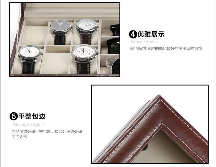 In Stock Wholesale 3-Bit 6-Bit 10-Bit 12-Bit 20-Bit 24-Bit Watch Glasses Storage Box Black Leather Packing Box