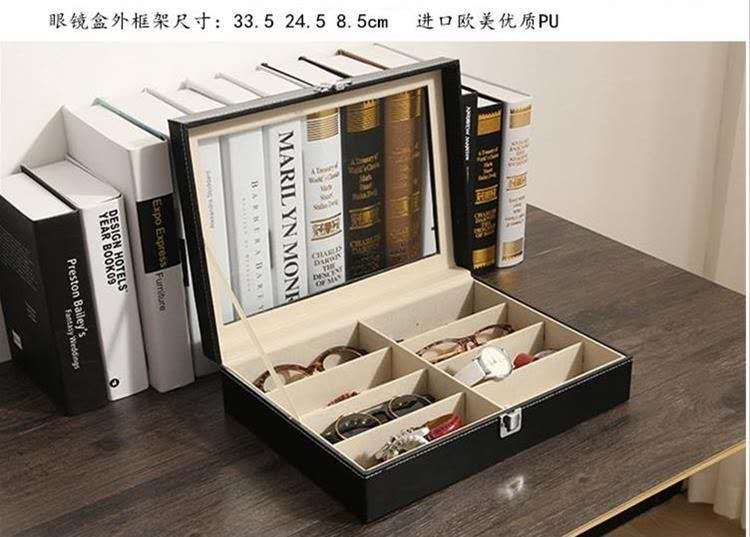 In Stock Wholesale 3-Bit 6-Bit 10-Bit 12-Bit 20-Bit 24-Bit Watch Glasses Storage Box Black Leather Packing Box