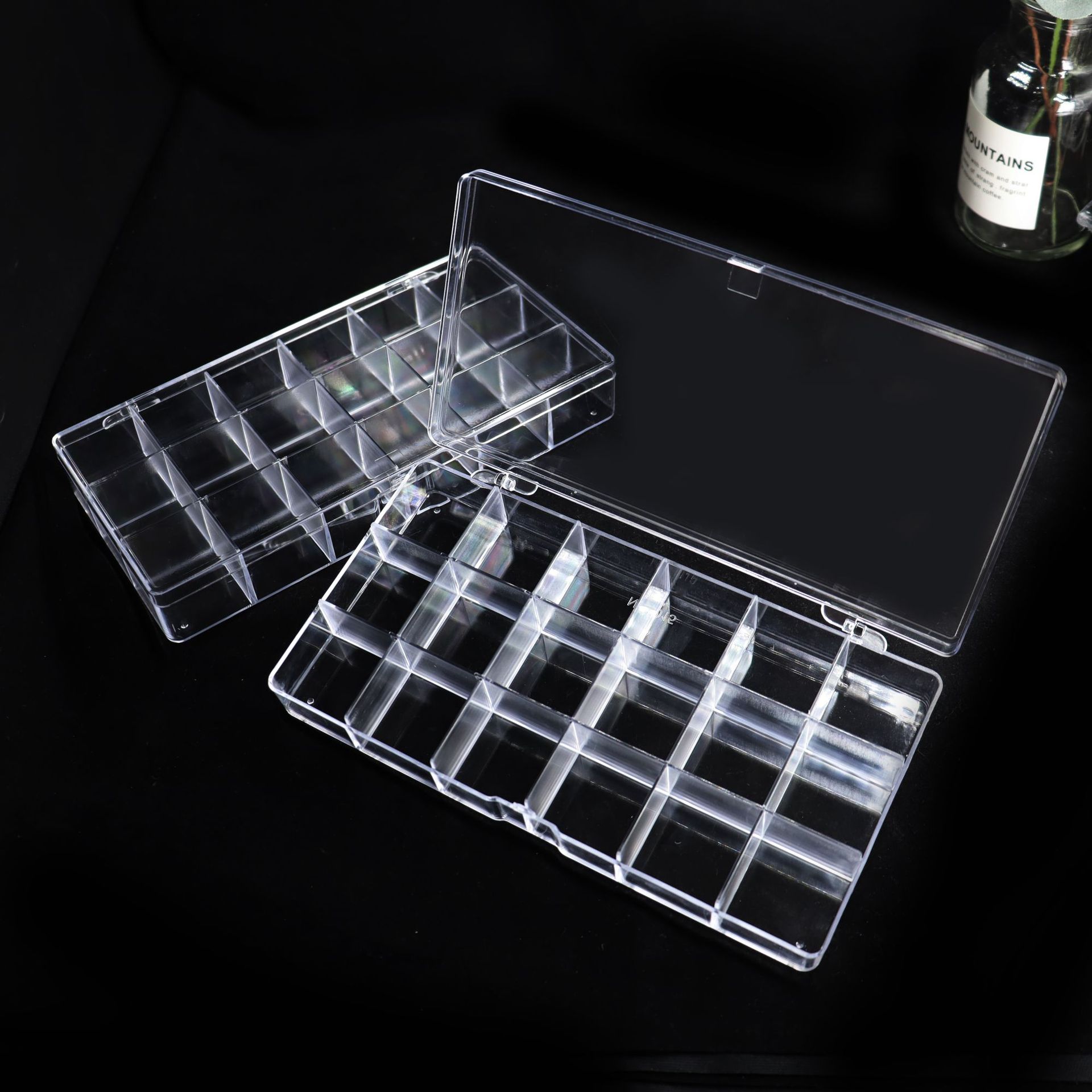 PS Transparent 18-Grid Multi-Grid Jewelry Storage Box Candy Packing Box Ear Studs Beaded Dustproof Factory in Stock Wholesale