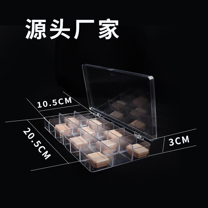 PS Transparent 18-Grid Multi-Grid Jewelry Storage Box Candy Packing Box Ear Studs Beaded Dustproof Factory in Stock Wholesale