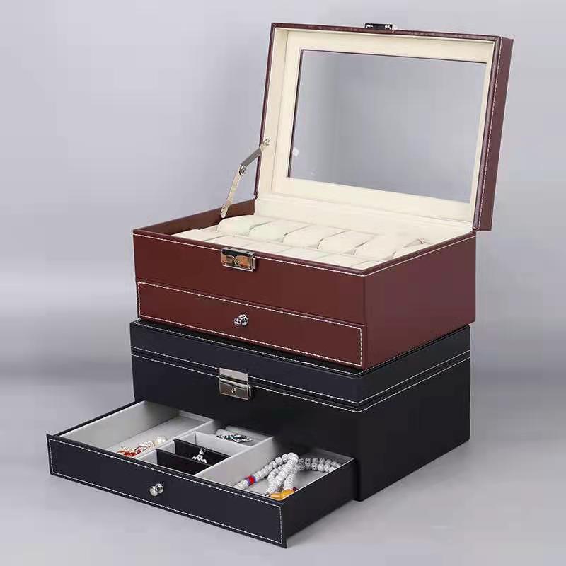 In Stock Wholesale Watch Box Double-Layer Jewelry Box Ring Earrings Sun Eyeglasses Packing Box Jewelry Jewelry Storage Box
