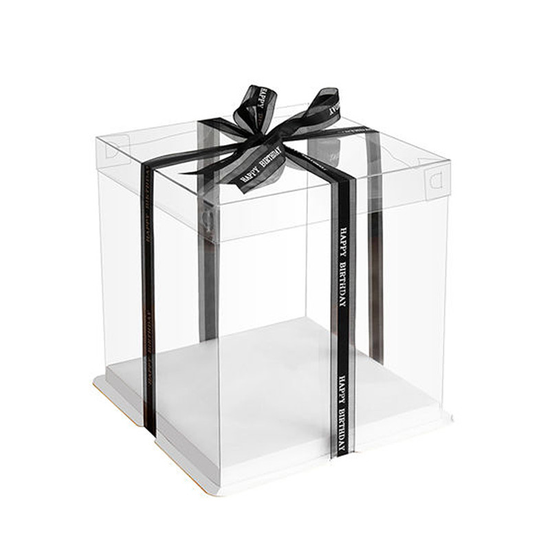 Transparent Cake Box 4-Inch 6-Inch 8-Inch 10-Inch Three-in-One Plastic Heightened Baking Birthday Cake Packing Box Customization