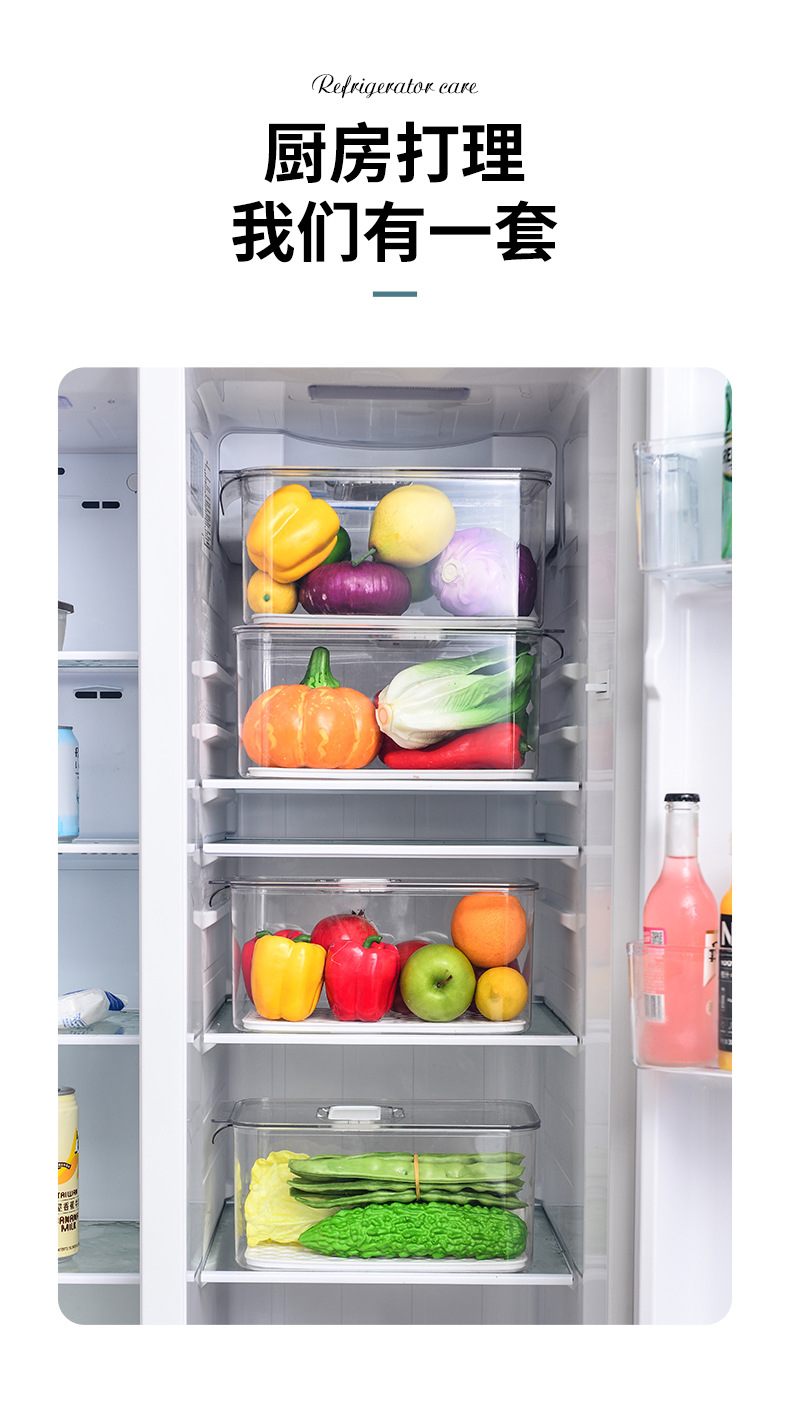 Transparent Kitchen Storage box with cover handle breathable food packing box refrigerator Storage box Transparent Kitchen Storage box with cover handle breathable food packing box refrigerator Storage box