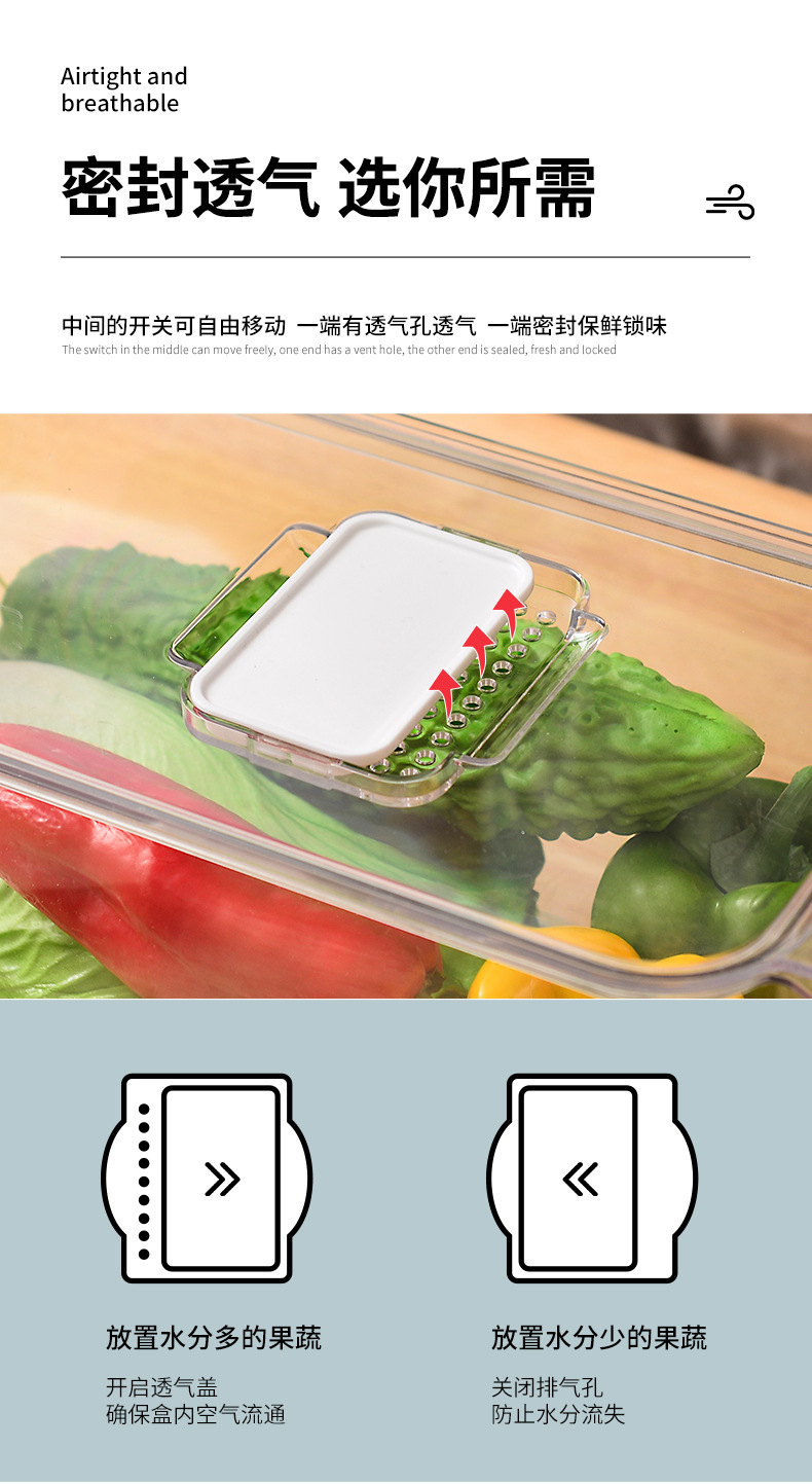 Transparent Kitchen Storage box with cover handle breathable food packing box refrigerator Storage box Transparent Kitchen Storage box with cover handle breathable food packing box refrigerator Storage box