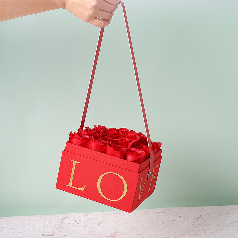 New Portable Box Customized Qixi Flower Gift Box Birthday Gift Packing Box Wedding Companion Gift Box in Stock