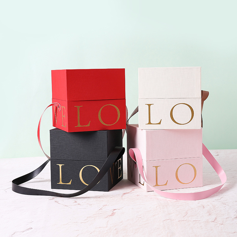 New Portable Box Customized Qixi Flower Gift Box Birthday Gift Packing Box Wedding Companion Gift Box in Stock