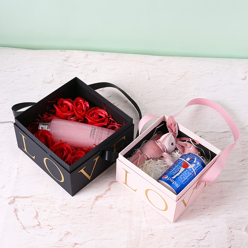 New Portable Box Customized Qixi Flower Gift Box Birthday Gift Packing Box Wedding Companion Gift Box in Stock