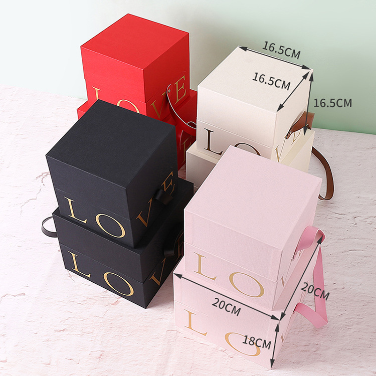 New Portable Box Customized Qixi Flower Gift Box Birthday Gift Packing Box Wedding Companion Gift Box in Stock